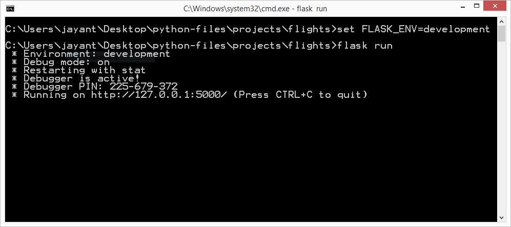 Image demonstrating Flask debug mode