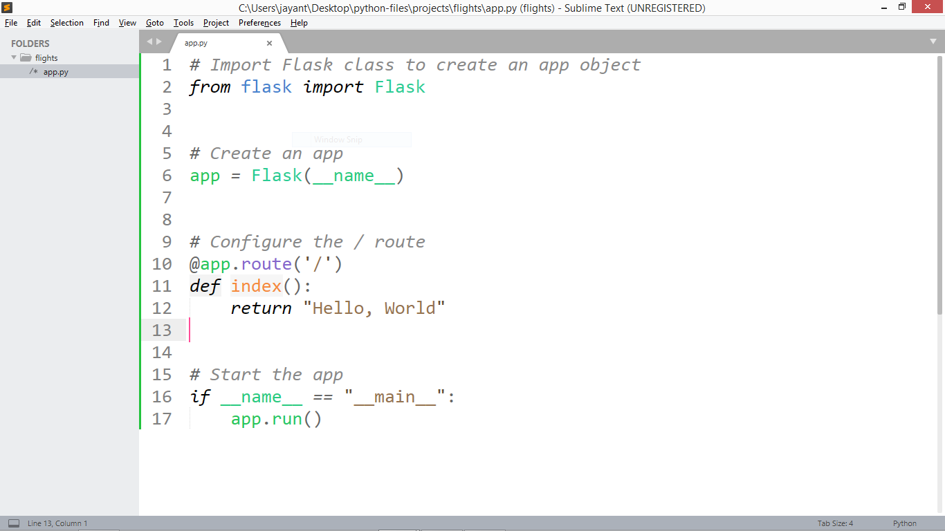 image showing hello world app