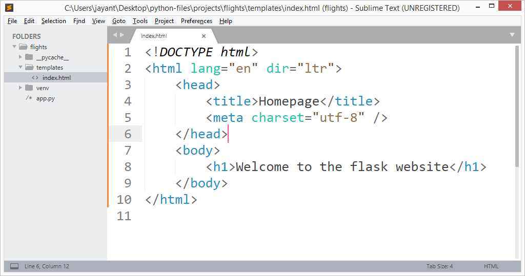 image showing index.html file